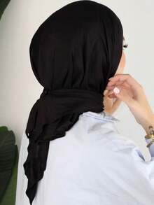 1pc Instant Triangle Hijab, One-Piece Button Headscarf. Quick Wrap, Non-Slip. No Undercap, No Folding. Suitable For Hijab Outfit, Daily Wear, Prayer, And Outings