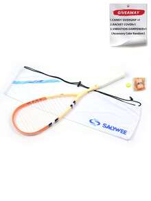 SALYWEE SKY.X Pro-Grade 30T Full Carbon Squash Racket Set | 149g(Unstrung) Ultra-Light + 3D Textured Design | 12x17 String Pattern | Anti-Twist Frame | Premium White Flannel Pouch + Random Gradient Grip Tape + Yellow Vibration Dampener - Premium Orange/Blue - Multicolor - View 13