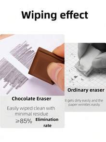 1PC/2pcs – 3.93inch Simulated Chocolate Fun Erasers, High-Appeal Design Suitable For Students' Exam And Drawing Scenarios. Non-Abrasive Erasers For Study Supplies, Ideal For Classroom Rewards And Prizes, Fun Carnival Party Gifts, Essential Small Gifts For Back-To-School Season, And For Gifting. - Multicolor - View 10