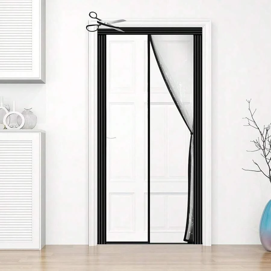 Adjustable Transparent Insulated Door Curtain DIY Size Width 29\-34\ Height 79\-82\,Screen Door With Reinforced Magnets Auto Closer, To Keep Warm In Winter Cool In Summer For Air Conditioner Room - 29-34英寸 x 79-82英寸 - 查看 1