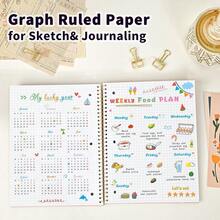 Graph Paper Notebook,1 Subject 80GSM Thick Grid Paper Notebook 8\ X 10-1/2\, Hardcover Spiral Notebooks For Schoolsss Work Women Men, Graphing Notebook Journal For Writing,3-Hole Punched Perforated Pink - 粉色 - 查看 9