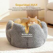 Cama de Gato pétalo Cama de Perro Perrera cálida casa de Gatitos en Invierno Cesta Redonda de Peluche Suave Almohadilla de Cachorro Cena de Mascotas (Gris, 40cm) - Gris - Ver 3