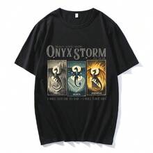 Camiseta de algodón Onyx Storm Violeta Sorrengail Cuarta Ala Camiseta Onyx Storm Dragones Lo salvaré Ropa Unisex Verano Y2K - Negro - Ver 1