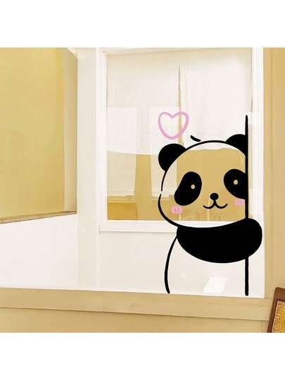 Pegatinas de dibujos animados de panda con forma de corazón, estilo INS, autoadhesivas, removibles, resistentes al agua y al aceite, para decoración de cocina, baño, tienda, fondo, ventana y cristal