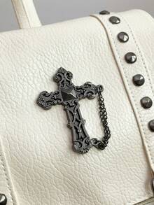 Y2K Street-Style PU Soft Leder Klappe Rucksack Damen Tasche; Multifunktionale stilvolle Nieten Tagstasche; Mehrtaschiger leichter Kordelzug Reisetasche; Große Kapazität einfache Schultasche; Praktische Büchertasche für Studenten, Krankenschwestern, Lehrer, Geschäftsleute, Reisen, Geschäftsreisen, tägliche Fahrten, Einkaufen, Büro, Dates, Wandern, Training, Arbeit, Geburtstagsgeschenke, Urlaubsgeschenke - Verschiedenfarbig - Übersicht 12