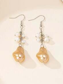 1 Pair Women's Minimalist Acrylic Hoop Earrings, Versatile For Daily Wear - Baby Pink - View 5