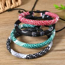 Handmade Braided Bracelet - Arabic Scarf Style Woven Cord With & Geometric Patterns, Mixed Colors, Casual Jewelry For Casual Attire, Casual Jewelry|Geometric Pattern Bracelet|Handcrafted Bracelet, For Teenager - Multicolor - View 3