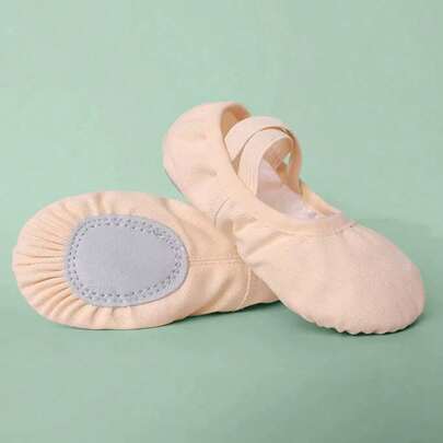Sapatos De Ballet Adulto/Infantil (25-39) De Sola Macia Pano Treinamento Carne (Compre um tamanho acima)