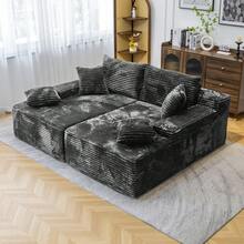 72" Oversized Cloud Sectional Sofa Bed, Double Lounge Chaise, No Assembly Required, Boneless Fluffy Couch With Plush Cushions, Modern Sleeper Loveseat For Small Space, Living Room, Apartment, Movie Night - 深灰色 - 查看 11