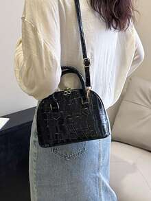 Sac à main vintage en coquillage, sac à épaule parfait et charmant pour femmes - Noir - Voir 2