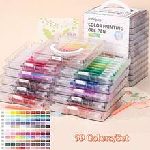 LANGUO新款彩色凝胶笔，书写流畅，0.6mm笔尖，适用于绘画、笔记本、贺卡、圣诞新年礼物、基础学习用品、办公文具和节日文具。 - 彩色 - 查看 21