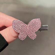 2pcs Butterfly Clip Hair Accessories, Barrette Hairpins, Elegant Side Bangs Clip, Minimalist & Chic - Pink - View 5