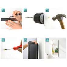 Pełnowymiarowe lustro o wymiarach 45 x 155 cm, w kolorze czarnym, z zaokrąglonymi krawędziami, wykonane z odpornego na stłuczenie szkła float, ze stabilną metalową podstawą i plastikową ramą, można postawić na podłodze lub zamontować na ścianie, lekkie i zapakowane w nowoczesne opakowanie. - Czarne - Zobacz 7