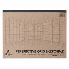 Kooalaa Tools - 40-Page Drawing Pad For 2-Point Perspective, Room Grid Sketch Pad With 3D Virtual Walls Design, Gridded Graph Paper For Interior Room Design, Industrial, Architectural 9 X 12 Inches - 2PointRoom-9x12 - View 1