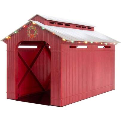 CYPNLionel Christmas - Accesorios de Tren Modelo eléctrico de Calibre O Puente Medio Cubierto de Navidad Iluminado 1929090Fashion