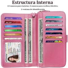 Cartera para Mujer de Piel, Billetera Grande con Cremallera, Monedero de Cuero con Bloqueo RFID, Cartera para Móvil de Dama Minimalista, Tarjetero Moda de Gran Capacidad, Regalos para Chicas y Mujeres,40047520 - Púrpura malva - Ver 2