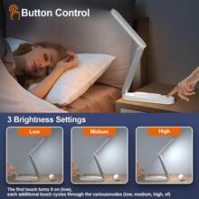 1pc LED Foldable Rechargeable Desk Lamp, Small Night Light, Student Eye-Care Study Lamp, Touch Sensor Handheld Table Lamp For Bedroom, Dorm, Outdoor, Travel, Gift - Tricolor - View 3