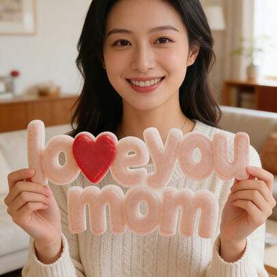 Happy Mother's Day "I LOVE MOM" Felt Photo Prop, Party Decoration Letter Theme Banner Wall Sticker