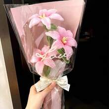 DIY手工莲花花束制作套装，送给女朋友、闺蜜的独特礼物，适合妇女节、生日、情人节等场合，充满心意的自制礼物 - 彩色 - 查看 12