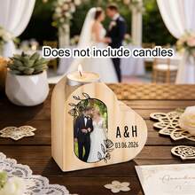 1pc Customized Wooden Candle Holder, Can Customize With Personal Photo, Name, Text, Date, Anniversary Decor, Heart-Shaped, Gift For Girlfriend/Boyfriend/Dad/Mom, Festival/Birthday/Valentine's Day - Multicolor - View 5