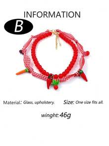 1pc Fashionable Alloy 3D Glass Fruit & Carrot Pendant Handmade Beaded Necklace - Standard Model B - View 7