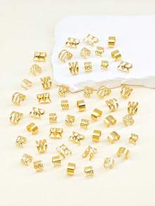 50PCS Golden Dreadlock Beads Locs Accessories, Jewelry For Braids, Adjustable Cuffs Braiding Hair Rings For Girls For Parties And Holidays - Gold - View 3