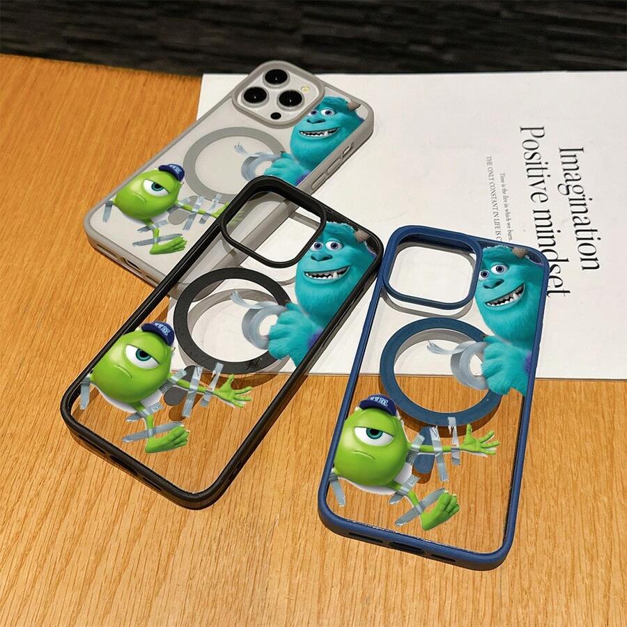 This Disney Monsters University Cartoon Character Phone Case, Featuring Sulley And Mike Wazowski, Boasts A Cute And Playful Design, A Simple And Stylish Appearance, And A Smooth And Comfortable Feel. It Features A Magnetic Back, Camera Protection, A Transparent And Fashionable Back Panel, And Reinforced Corners For Effective Drop Protection, Making It An Ideal Choice For Young People. This Phone Case Is Compatible With IPhone 17/16/15/14/13/...12/11/XR/XS/X Series And SamsungGalaxy S22, S23, S24, And S25 Series Phones. It Makes A Perfect Gift For Friends And Family. - 淺灰色 - 查看 1