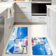 One Piece Of Mediterranean-Style Kitchen Mat - Slip-Resistant And Absorbent Floor Mats For Home Decoration. A Beautiful And Functional Gift For Home Decor. - 白色 - 查看 7
