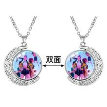 1pc Fashionable Crescent Moon Gemstone Necklace, KPOP Idol Group Reversible Pendant, Elegant Couple Accessory - Multicolor - View 9