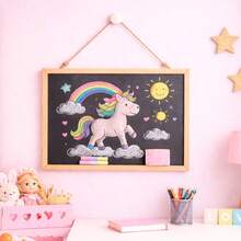 Pizarra de juegos Para Aprendizaje, Dibujo Incluye 12 gises de colores + Borrador - Caqui - Ver 2