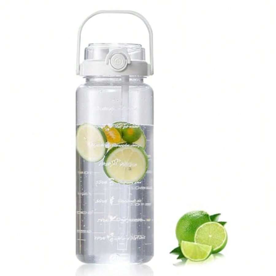 CYPNBotella de Agua 2L Antigolpes Reutilizable Sin BPA con Pajilla Removible Botella de Deportiva Escala de Hidratación Termo de Agua Antifugas para Gym Ciclismo Senderismo ViajeFashion - 219613962 - Ver 1