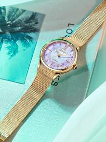 CITIZEN 女士经典石英表，玫瑰金不锈钢表壳，珍珠母贝表盘 - 金色 - 查看 3