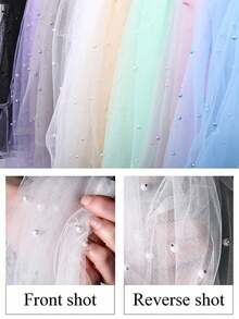 1件梦幻丝滑纯色珍珠薄纱，可用于制作婚礼头饰、甜点桌布、DIY服装面料 - 彩色 - 查看 4