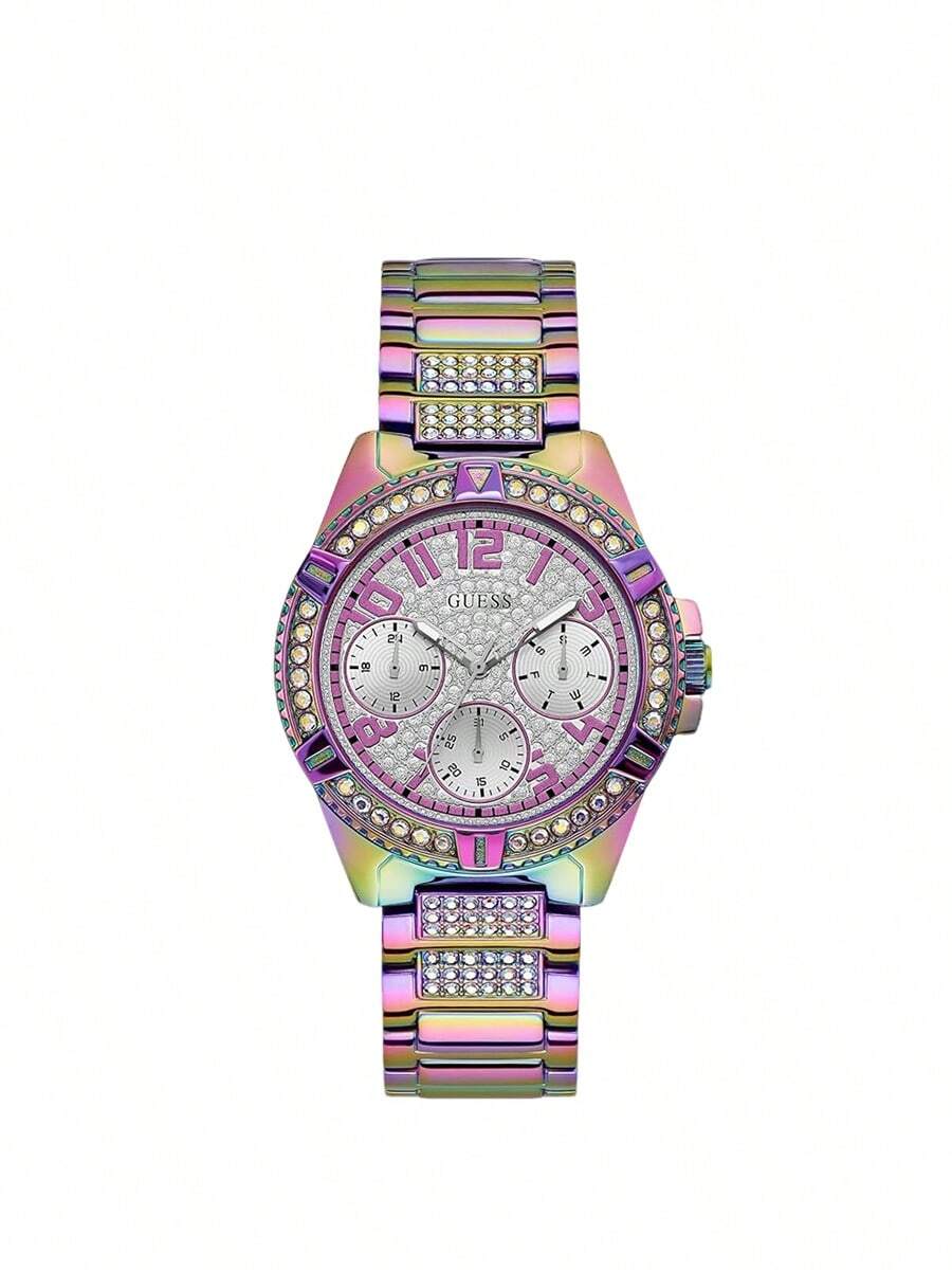 Guess Elegante Quarz-Edelstahl-Armbanduhr für Damen, Lässig Watch, tägliches Accessoire, Geschenk für Frauen GW0044L1 - Farbverlauf + Gold - Übersicht 1