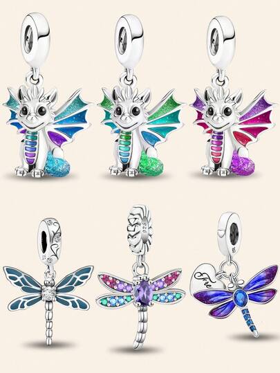 1件时尚925纯银夜光绿色飞龙珠子吊坠，适合DIY珠宝搭配和日常穿搭装饰，女士礼物