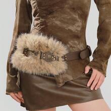 1条2026复古Y2K女士腰带，街头风，野鸭图案，时尚性感，仿毛皮装饰，黑色和棕色可选。适合搭配牛仔裤、牛仔裙、休闲裤、连衣裙、过膝长靴。可搭配连帽衫、破洞牛仔套装、酷炫套装，适合日常穿着、时尚造型、街头风、派对、聚会、秋季、秋装、万圣节、秋冬配饰、圣诞节、情人节、返校季、假期、毕业礼物、生日等场合。 - 彩色 - 查看 7