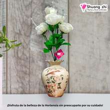 Ramo de Rosas Artificiales de Seda (5 Cabezales) 33cm - Bouquet Decorativo Con Follaje - Blanco - Ver 8