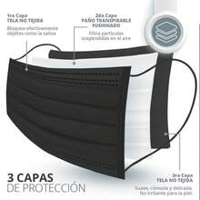 50 PIEZAS DE CUBREBOCAS INFANTIL 3 CAPAS - Negro - Ver 2