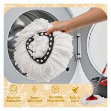 Spin Mop Replacement Heads 3-Pack - Microfiber Mop Refills Compatible With O-Cedar EasyWring 1-System - Absorbent Cleaning Heads For Hardwood, Tile & Laminate Floors - Như Hình 192 - Xem 4