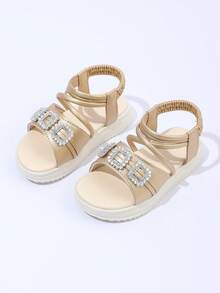 波西米亚风金色厚底凉鞋 | 水钻踝带度假鞋 - 金色 - 查看 4