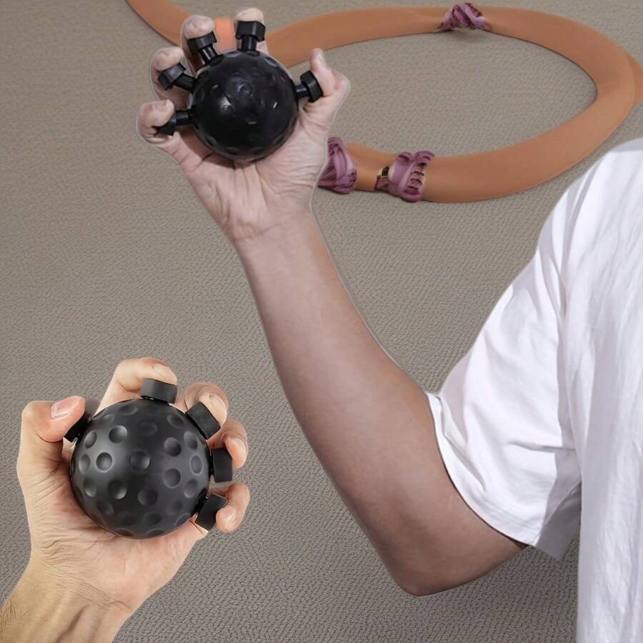 前臂力量训练器，手部和手指锻炼器材，硅胶帽不留痕，肌肉强化锻炼器，节日礼物 - 彩色 - 查看 1