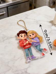 1pc Custom Cute Cartoon Couple Heartfelt Moment - Personalized Acrylic Car Hanger - Sentimental Gift For Him, For Her,Custom Cartoon Photo And Name Car Accessories For Rear View Mirror Hanger, Gifts For Couple Romantic Decor Accessories,Valentine'S Day Decorations - Multicolor - View 5