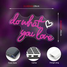 1pc Soft Pink & White "Do What You Love" Neon Light (Includes USB Cable + Hanging Hook): Soft Pink And White Neon Light Effect, And Romantic. Made Of Durable Acrylic Material, It Is A Personalized Decor Item. This Attitude Neon Light Is Suitable For Studios, Personal Bedrooms, Youth Gathering Areas, And Other Scenarios. - Rose Red + White - View 5