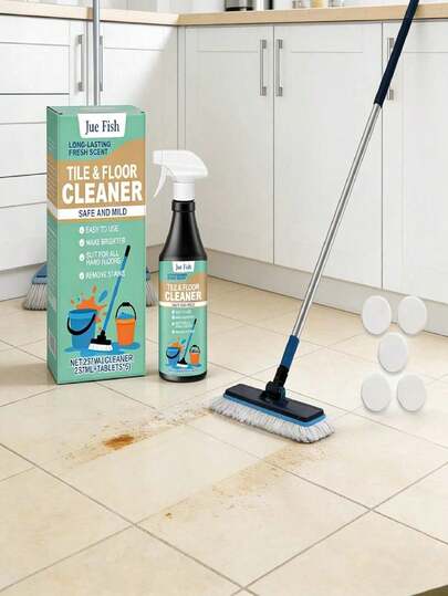 JUE FISH 木地板清洁剂 - 温和配方，深层清洁并保持地板光泽亮丽。有效去除木纹和缝隙中的顽固污渍，使地板长时间保持清洁。