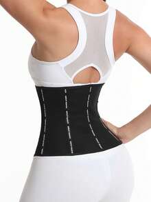 1件装女士运动束腰带，新款时尚吸汗腰带，健身腰部支撑，运动束腰带，双层束腰带，紧致塑腰带 - 黑色 - 查看 4