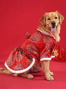 New Polyester Chinese Festival Pet Dress, Suitable For Outings Or Home Wear For Small To Medium Poodle And Bichon Frise Dogs - Red - View 8