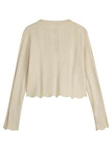 New Drawstring Design Long Sleeve Sweater Women, Knitted Pullover Top - Medium Apricot Color - View 3