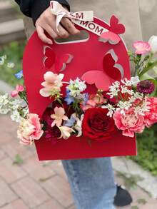 1pc/3pcs/5pcs, Multiple Colors Available, Suitable For Mother's Day, Valentine's Day, Wedding, Teacher's Day, Etc., Hand-Held Flower Box, Paper Bowknot Box, Flower Bag, Fresh Flower Gift Box - Gift Box - View 4