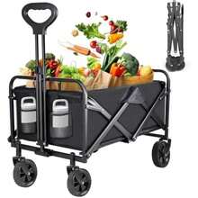 Carro Plegable Multifuncional Aire Libre.Carro Plegable con Mango Ajustable y Ruedas Giratorias De 360 Grados. para Exteriores,Campamento,Compras, Supermercado (Negro)(default) - Multicolor - Ver 2