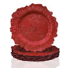 12/36pcs 13" Charger Plate, Floral Reef Charger For Dinning Plates, Table Setting And Wedding Party Table Decor. - 紅色 - 查看 2